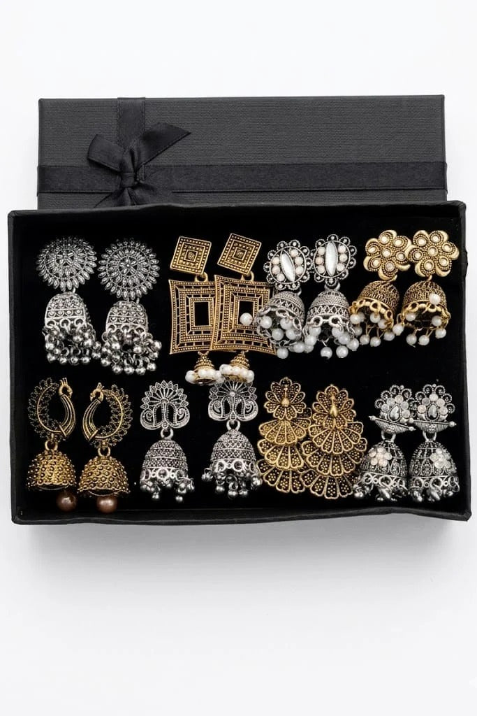 8 Pair Premium Indian Jhumkas Box