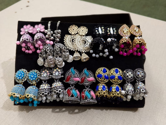 10 Pair Stylish Random Jhumka Box
