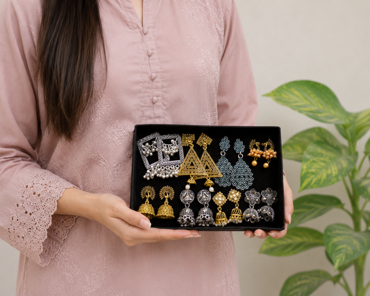 8 Pair Premium Indian Jhumkas Box